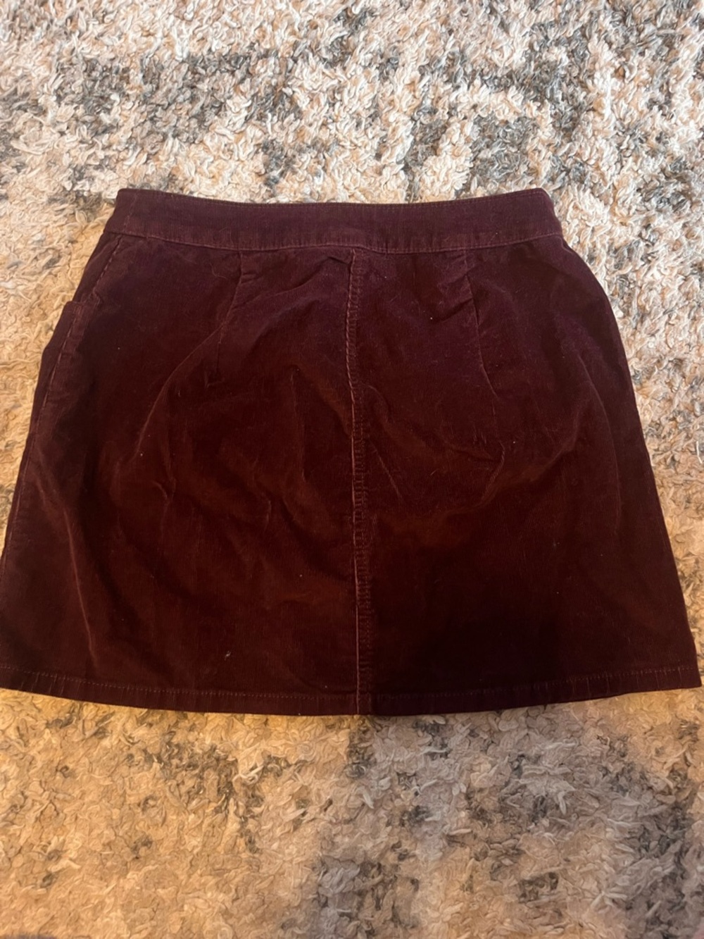 Express Button-Front Corduroy Mini Skirt in Deep Burgundy - Picture 3 of 6